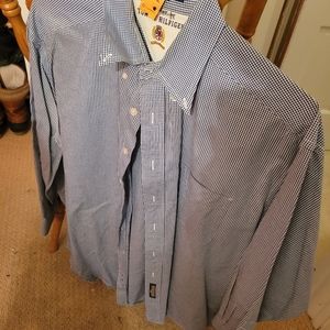 Tommy Hilfiger blue checked button down neck 16.5 size 34